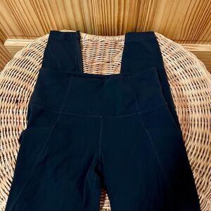 Athleta black high rise mesh panel detail cropped 25" ankle leggings w pockets